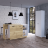 Edgemont 4-Door 2-piece Kitchen Set, Kitchen Island and Pantry Cabinet White and Light Oak