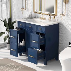 36" Bathroom Vanity Cabinet with Sink Top Combo Set, Single Sink, Shaker Cabinet with Soft Closing Door and Drawer (Color: Navy Blue)