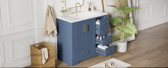 36-inch Traditional Bathroom Vanity with Resin Sink Combo Set,Bathroom Cabinet with Two Doors and Four Drawers