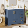 36-inch Traditional Bathroom Vanity with Resin Sink Combo Set,Bathroom Cabinet with Two Doors and Four Drawers